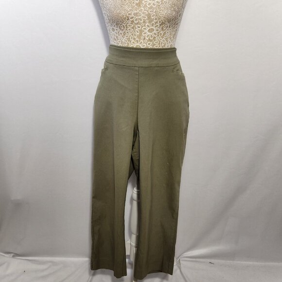 Chico's Women's SZ 3/16  Olive Green Pull On Front Pockets Cropped Pants Stretch - Picture 1 of 15